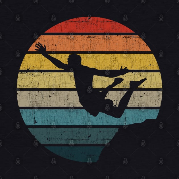 Cliff Diving Silhouette On A Distressed Retro Sunset print by theodoros20